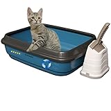 Katzentoilette offen mit Rand 40x50x15 cm Set Streuschaufel und Behälter 100% Recycling Material!