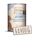 MjAMjAM - Premium Nassfutter für Katzen - purer Fleischgenuss - zarte Ente pur, 6er Pack (6 x 400 g), getreidefrei mit extra viel Fleisch