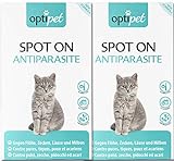 OptiPet Spot On 12x1ml Pipetten für Katzen, Hochwirksam bis zu 48 Wochen gegen Milben, Flöhen, Zecken, Läusen